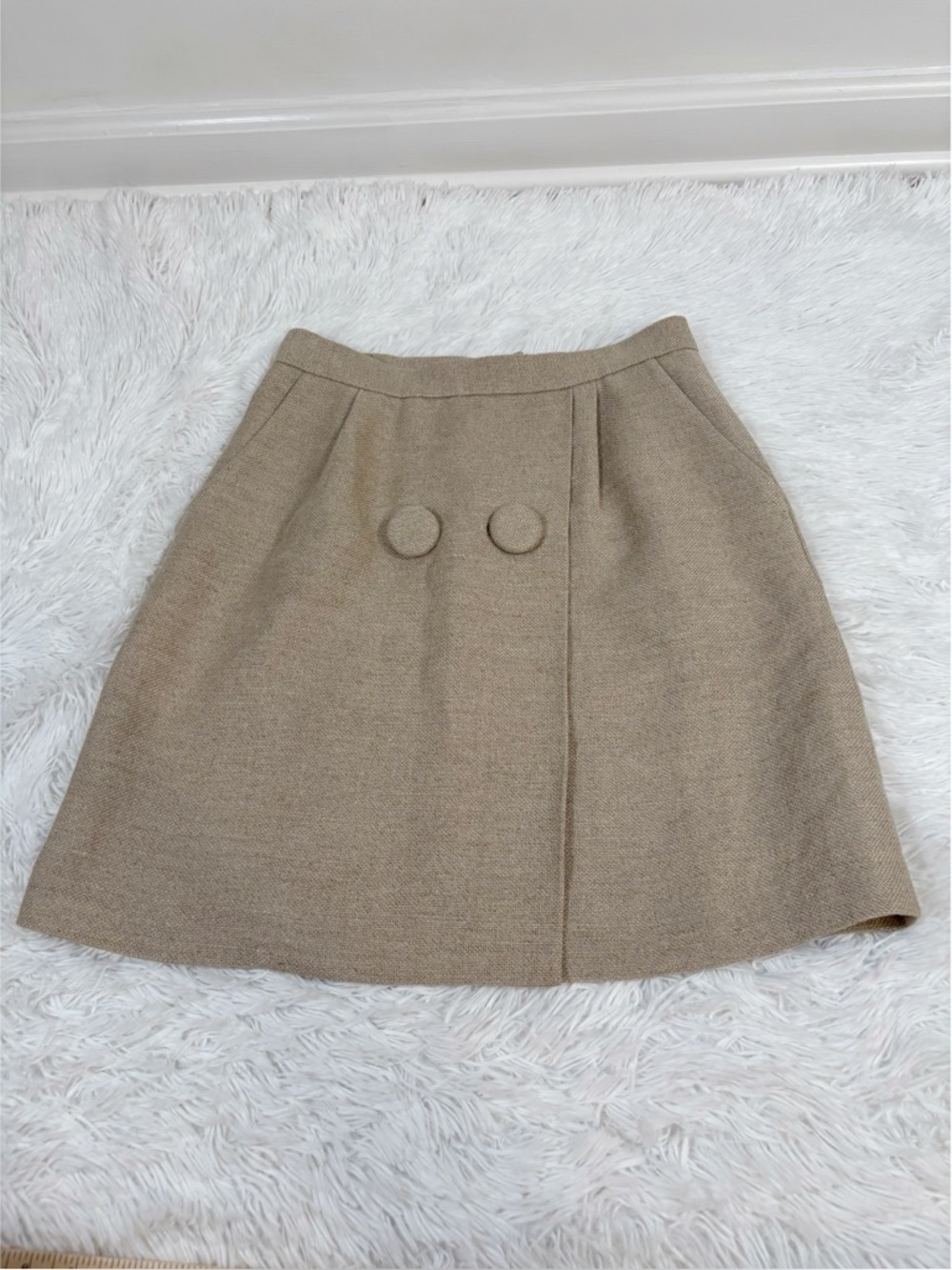 Philip Lim 3.1 linen wrapped a-line mini skirt button details tan